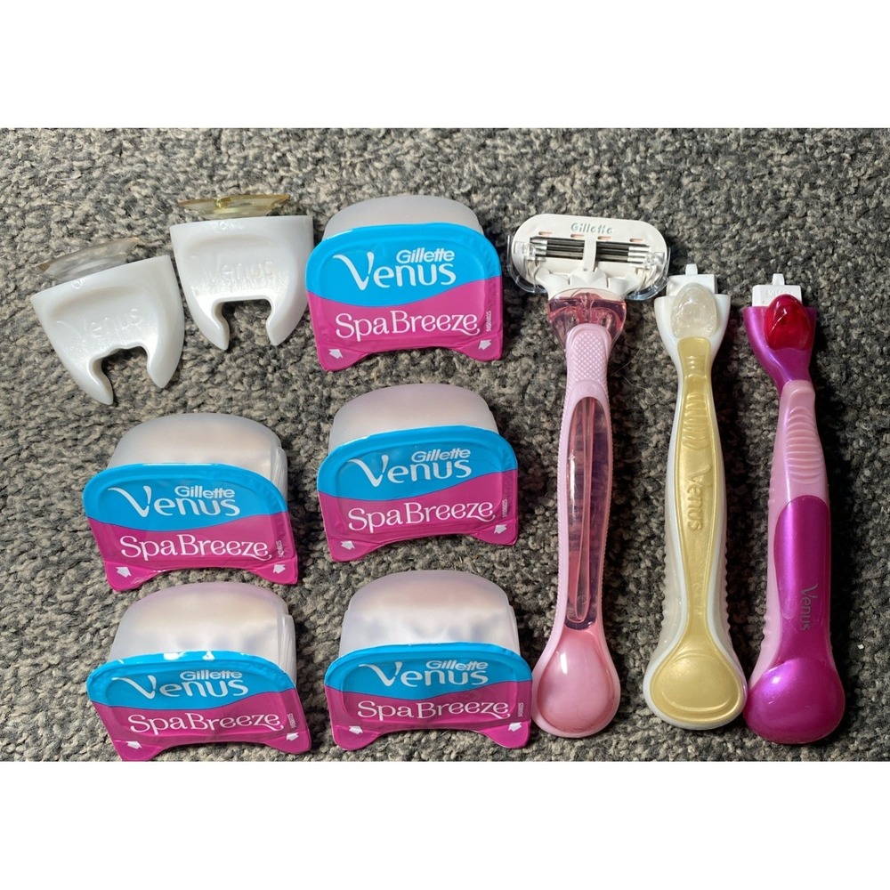 GILLETTE VENUS RAZOR SPA BREEZE LOT (2 Suction Holders, 6 Razors, 3 Handles)